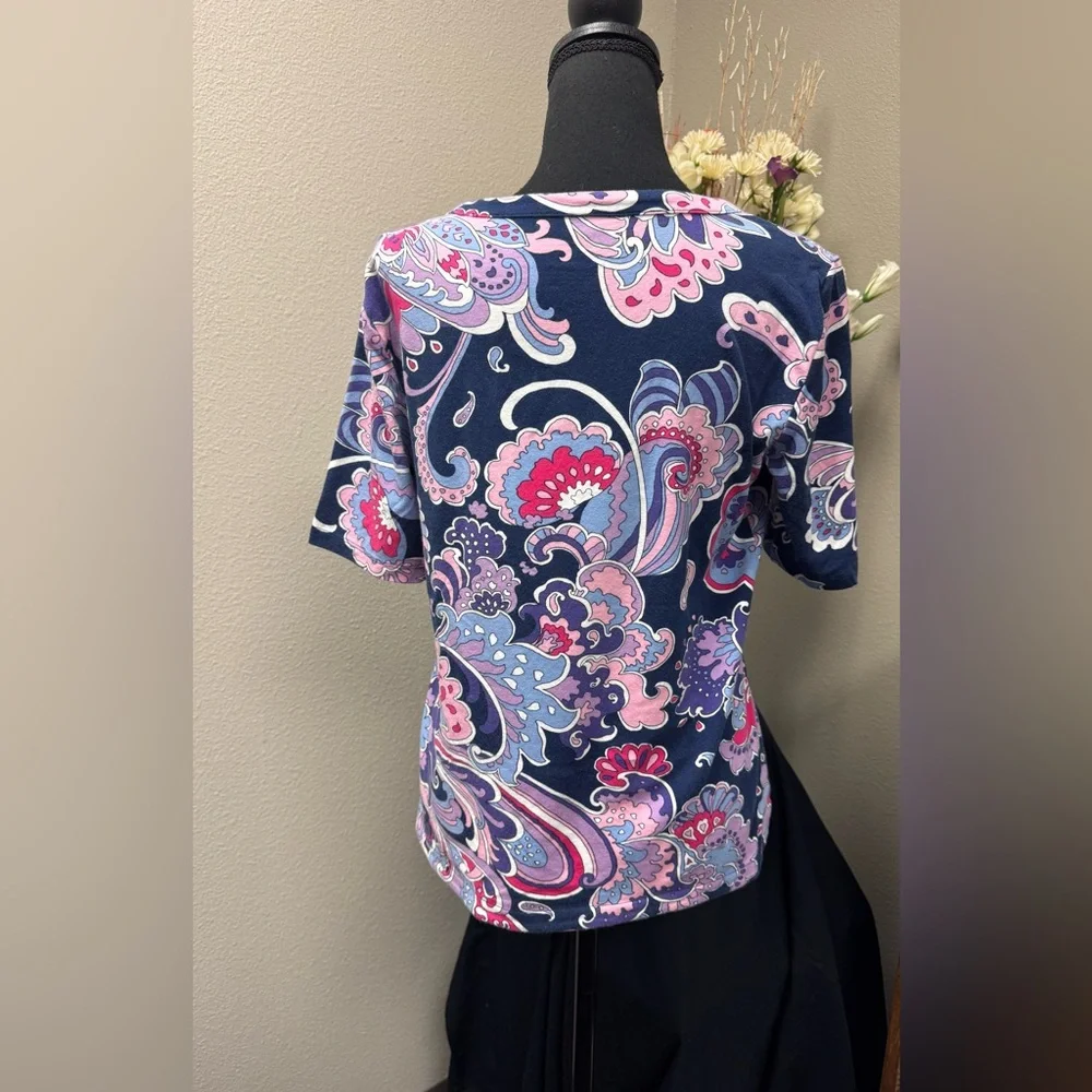 Talbots Paisley Patterned Comfort Versatile Women's Top size Medium - Picture 4 of 9